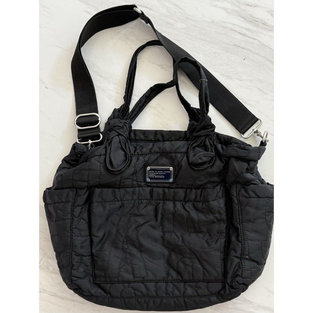 Marc By Marc Jacobs Large Black Quilted Nylon Tote Workwear Logo Luxury Y2K